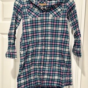 Vineyard Vines Girls Plaid Shirtdress in Blue, Pink, and Green